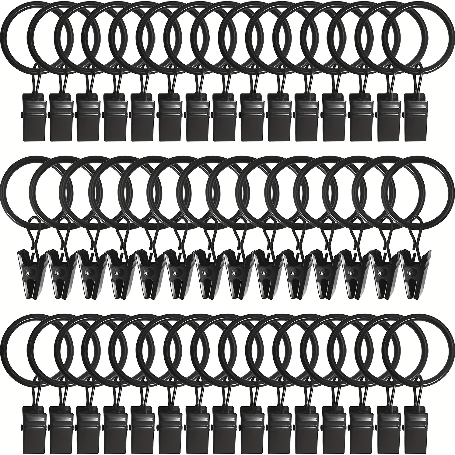 LLPJS 44pcs Curtain Rings with Clips, Curtains Hooks Drapery Clip with Ring, Perfect for Decor Drapes Fabric Bows Caps Hangers or Othe Display, Rings