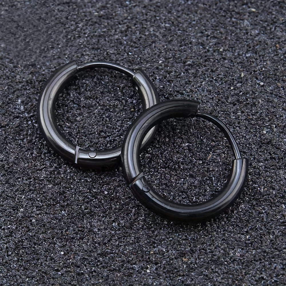 Tiny Glossy Hoop Earrings Stainless Steel Jewelry Simple Leisure Style For Women Daily Casual