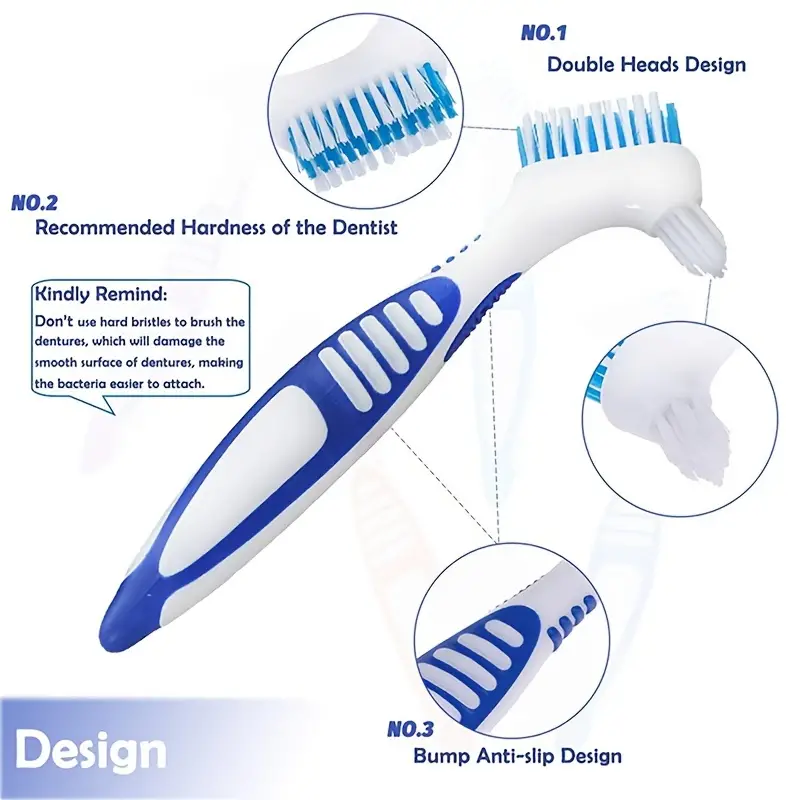 Mckkor Denture Brush 4 Pack Cleaning Brush Double Sided Denture