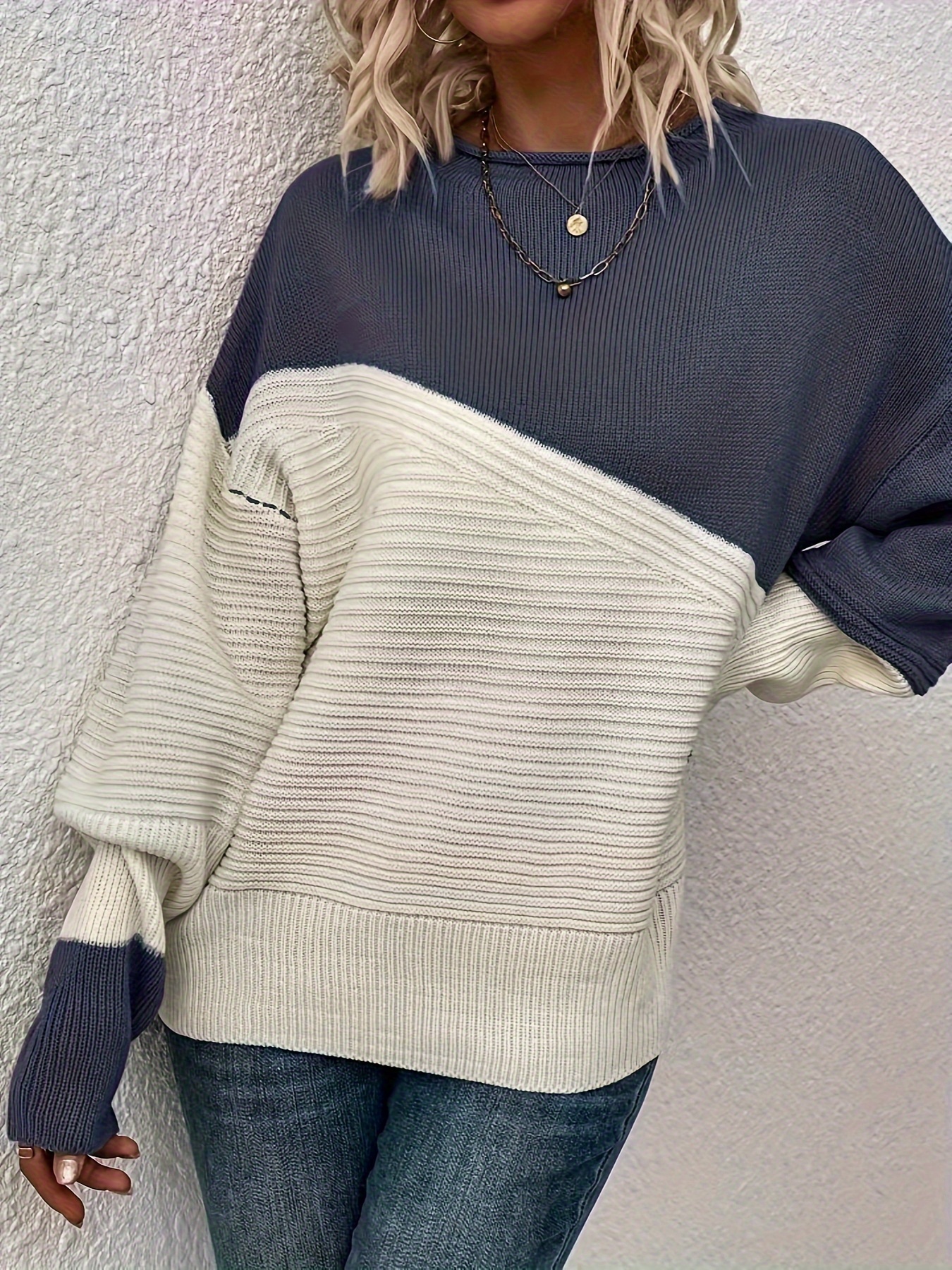 Navy blue hotsell pullover sweater women's