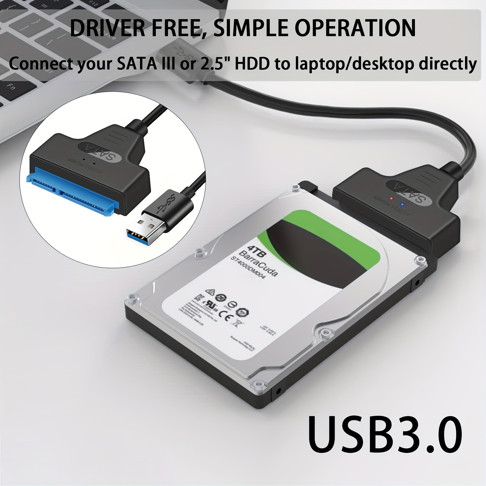 Adaptateur Ssd Câble De Disque Dur 2.5in USB 3.0 Adaptateur SSD HDD Câble  De Disque Dur Accessoires D'ordinateur Portable 
