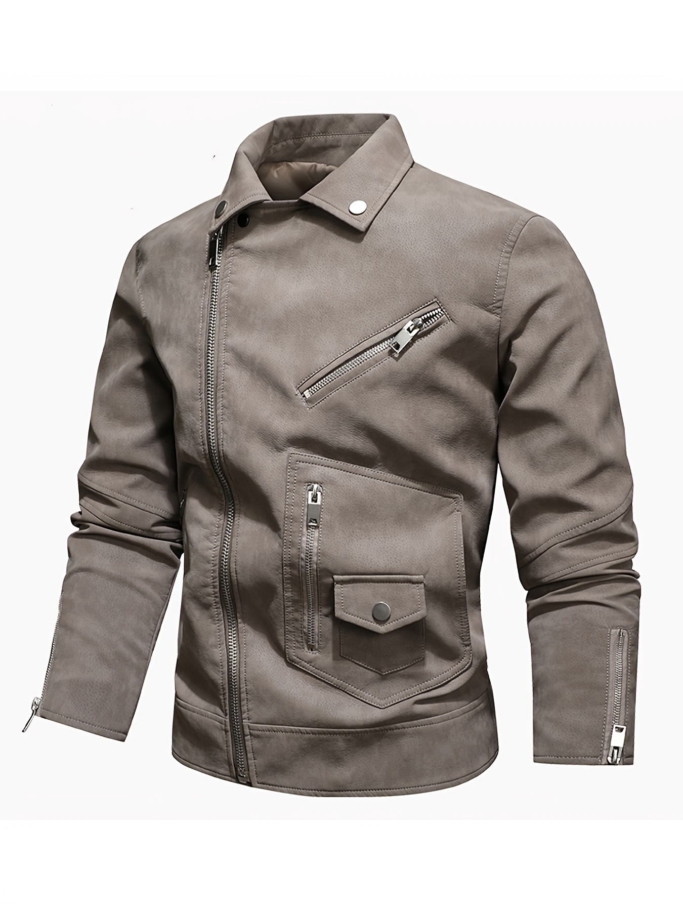 Chaqueta de piel sintética para hombre con capucha extraíble