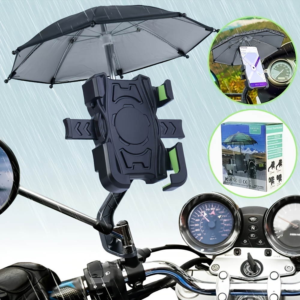 Motorcycle Rearview Mirror Phone Holder Mount With Umbrella, 150mph Wind  Anti-Shake, 7.2 Inch Phone Clamp Compatible With IPhone, All Cell Phones