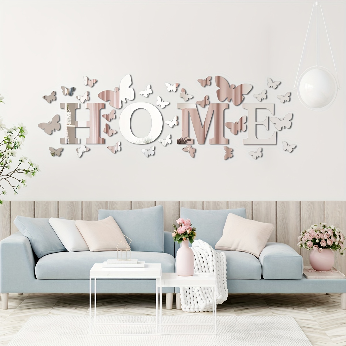 4 Letters Love Home Furniture Mirror Tiles Wall Stickers Self-Adhesive Art  Decal