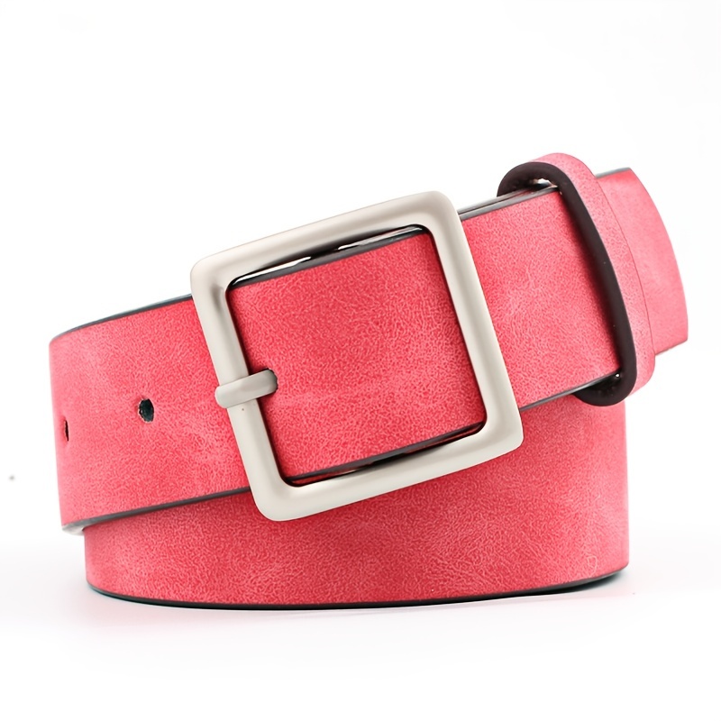 Fashion Leather Belt Women Metal Square Pin Buckle Belts - Temu