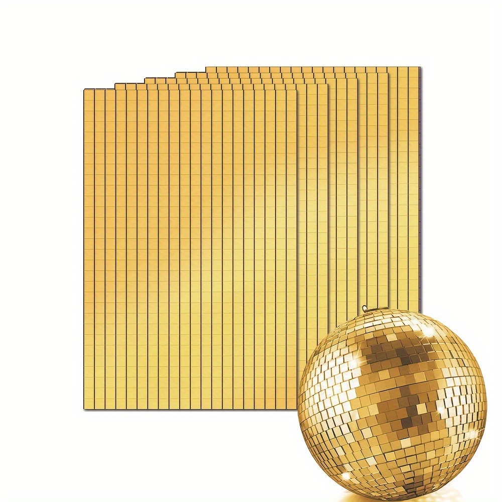 1464Pcs Self Adhesive Mosaic Tiles 5x5mm Disco Tiles Square Mirror Interior  Decoration DIY Disco Ball Card Making Art Collage