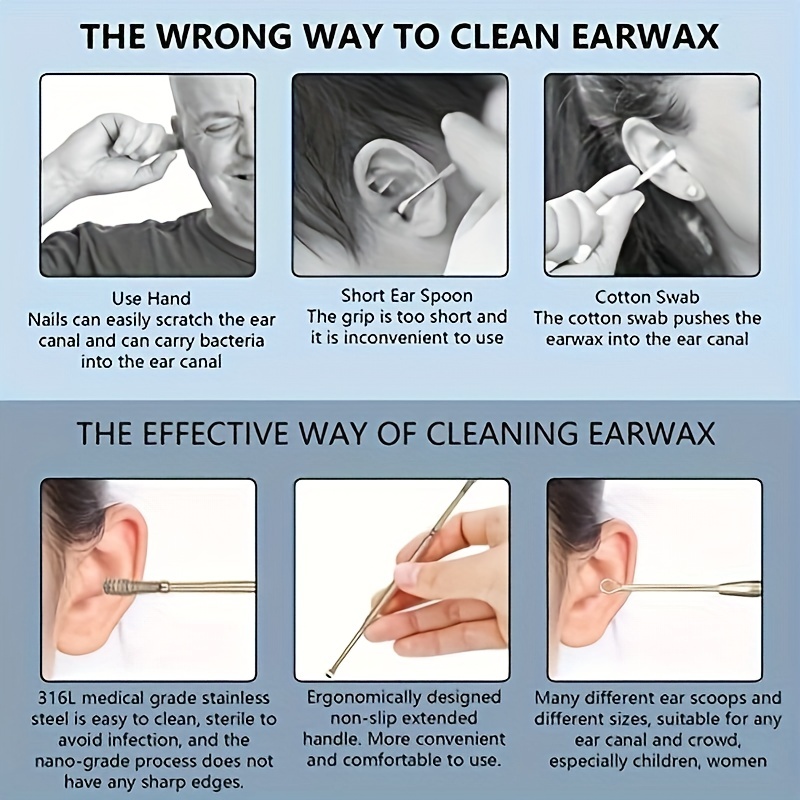  8Pcs Ear Pick Ear Wax Removal Kit, Earwax Removal Tool
