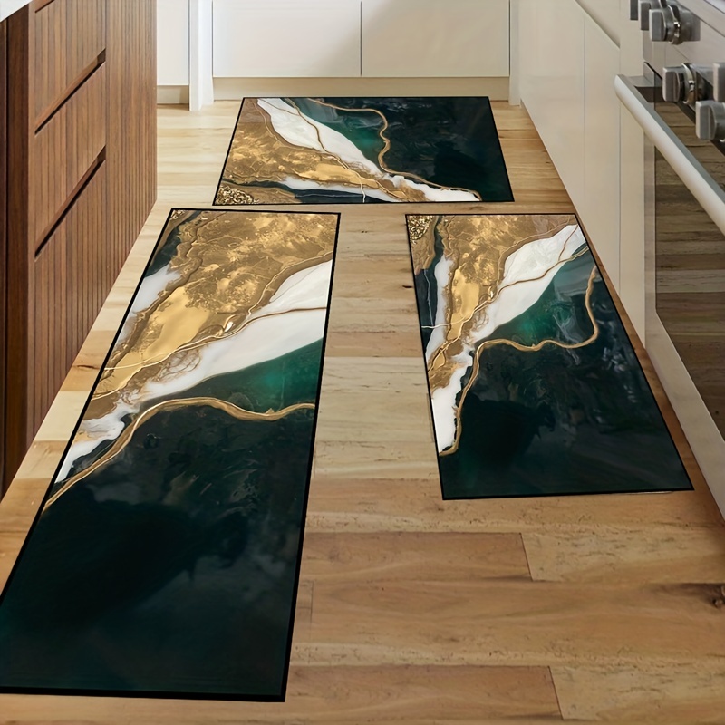 Marble Geometry Black Golden Rug Dust-proof Washable Doormat