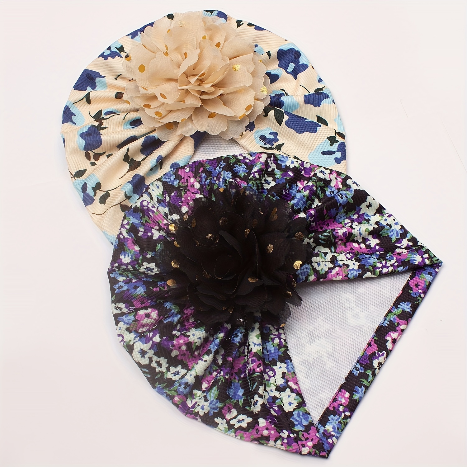 Floral Chiffon Flower Baby Hat Beanie Knotted Turban Hat