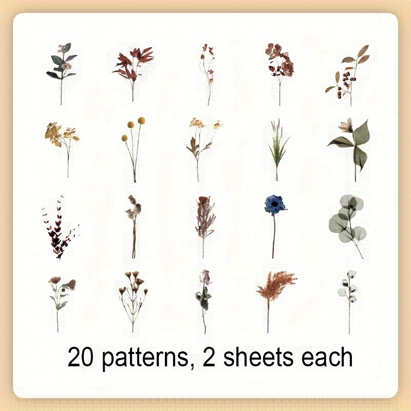 dried flower style Pack 40 stickers scrapbooking bullet journal