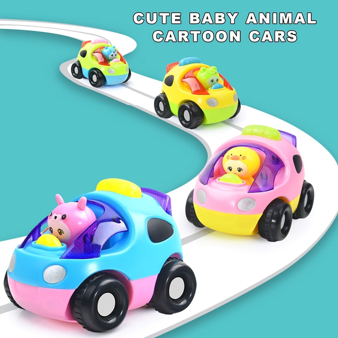 Mini Cartoon Animals Toy Cars For Toddlers 4 Pcs Friction Powered Pull Back  Toys Vehicles Play Set For Kids Best Birthday Party Gift For Boys Girls Age  3 Years Old - Toys