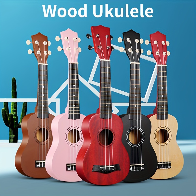 

21 Inch Wood Ukulele Soprano Ukulele Guitar Musical Gifts Instrument 4-string Hawaiian Mini Guitar Include Bag, Pick, Capo, Strap, Strings And Wiping Cloth Eid Al-adha Mubarak