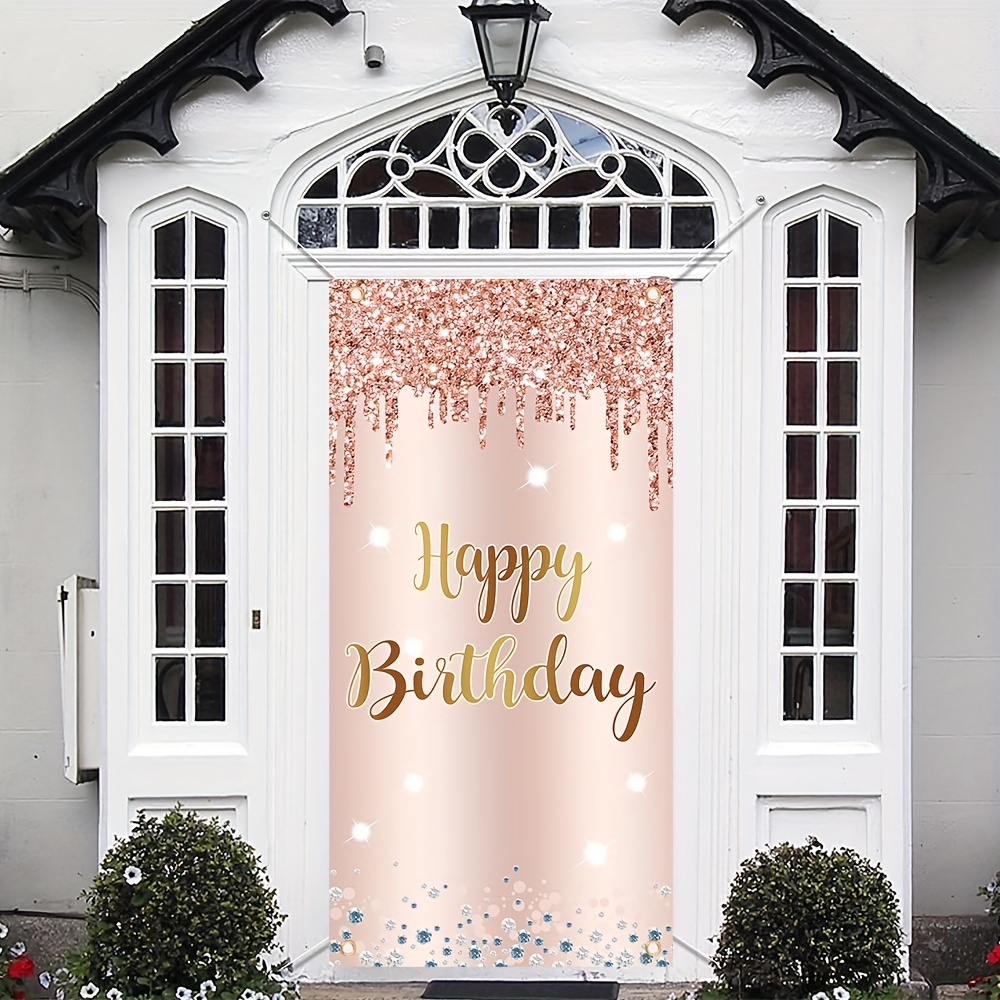 Decoraciones de cumpleaños para mujer, decoraciones de fiesta de oro rosa,  decoraciones de feliz cumpleaños para niñas, pancarta de feliz cumpleaños