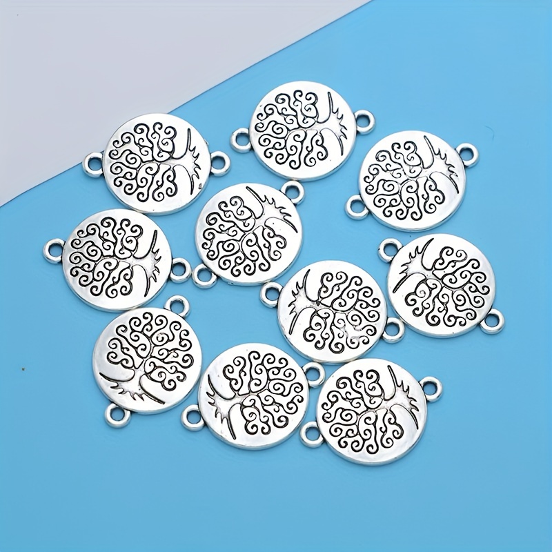 10pcs/pack Antique Silver Plated Flower Charms Pendants for Jewelry Making Bracelet DIY Accessories Craft,Temu