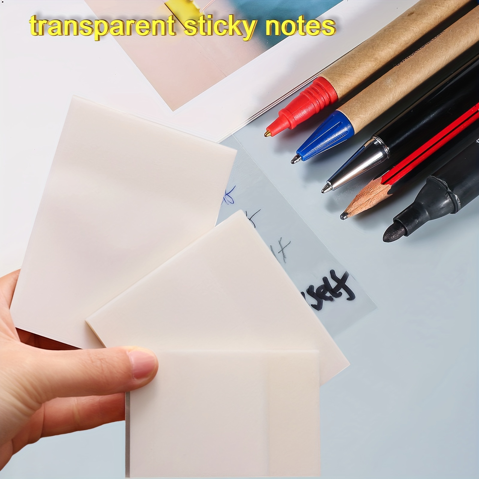 Translucent Sticky Notes 50 Sheets Waterproof Aesthetic Notes Sticker  Self-Adhesive Transparent Note Taking Supplies For