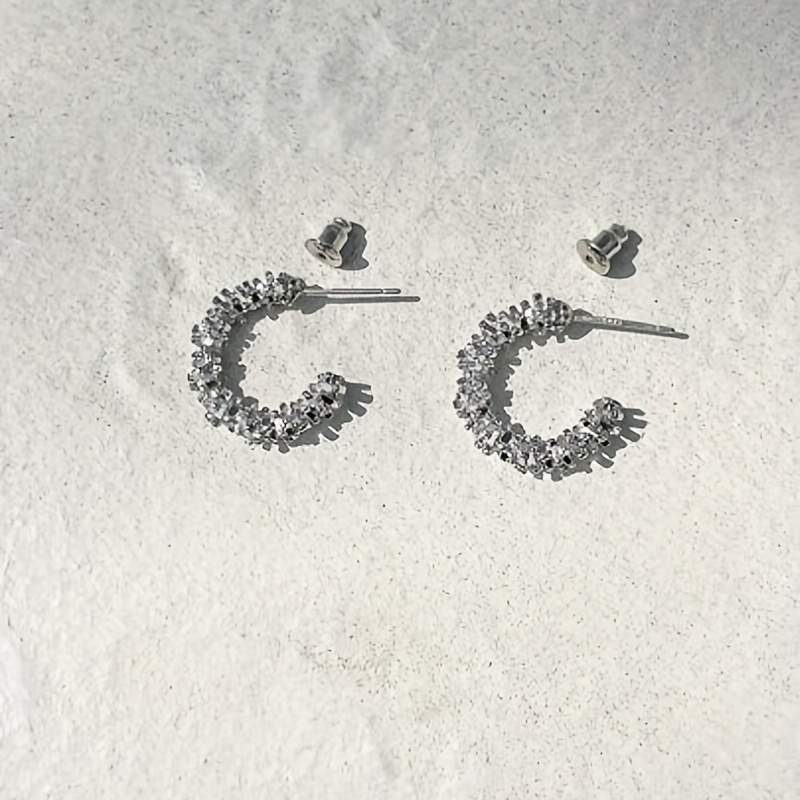 Elegant Silvery C-Shaped Earrings