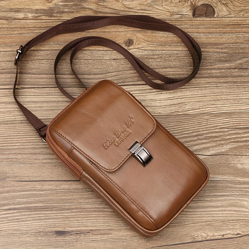 7 INCH LEATHER SATCHEL, Brown