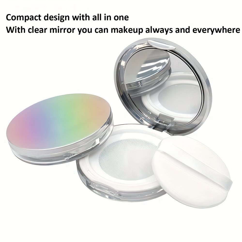 Travel Beauty Makeup Tool Loose Powder Container With Puff/Brush Mirror  Empty Powder Case Bottle Box Makeup Jar Refillable