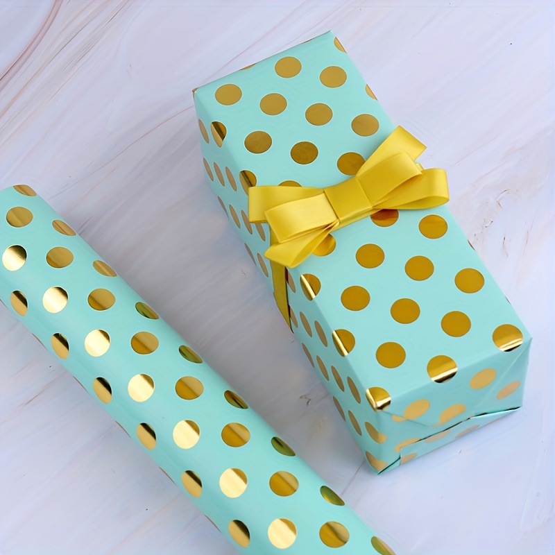 Wrapping Paper: Gold Polka Dot gift Wrap, Birthday, Holiday