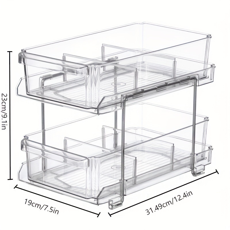 1pc Multi-purpose Clear Storage Containers with Dividers - Slide-out Vanity  Organizer for Bathroom and Kitchen - Perfect for Medicine Storage and Init