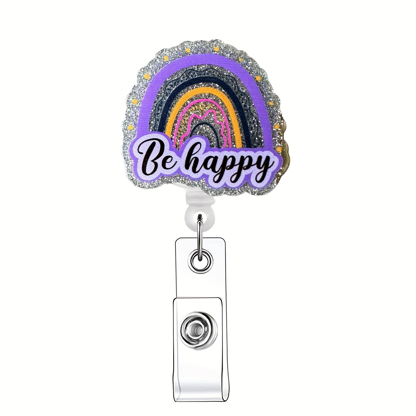 Rainbow Positive Saying Badge Reel Retractable Name ID Tag Card Holder with Clip for Nurse Doctor Office Worker Teacher Student,Temu