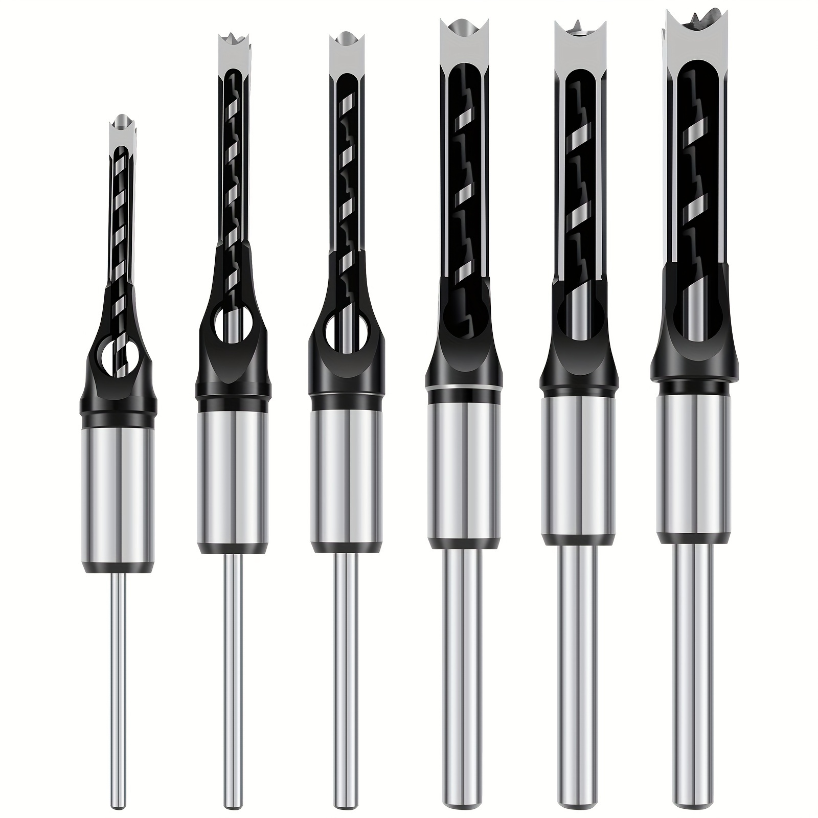 

6pcs Square Hole Drill Bits High Speed Steel Mortising Chisel Drill Bit High Hardness Woodworking Hole Saw Drill Bit Set With 1/4inch 5/16inch 3/8inch 1/2inch 5/8inch 9/16inch For Wood
