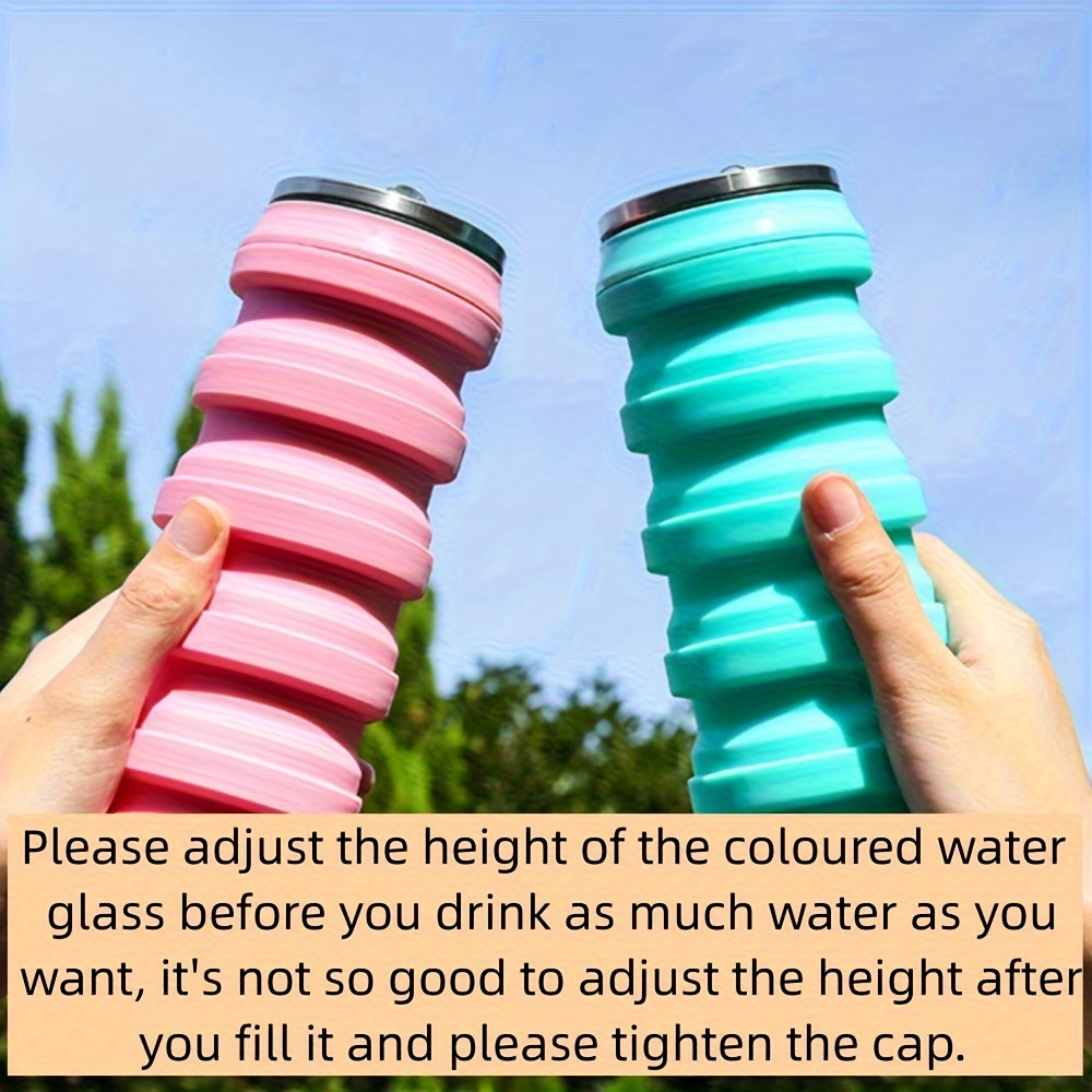 480ml Silicone Folding Water Bottle Outdoor Camping Hiking