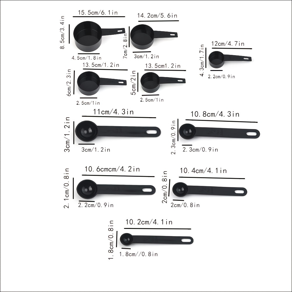 Black Plastic Measuring Cups, Measuring Spoons, Milk Powder Spoon