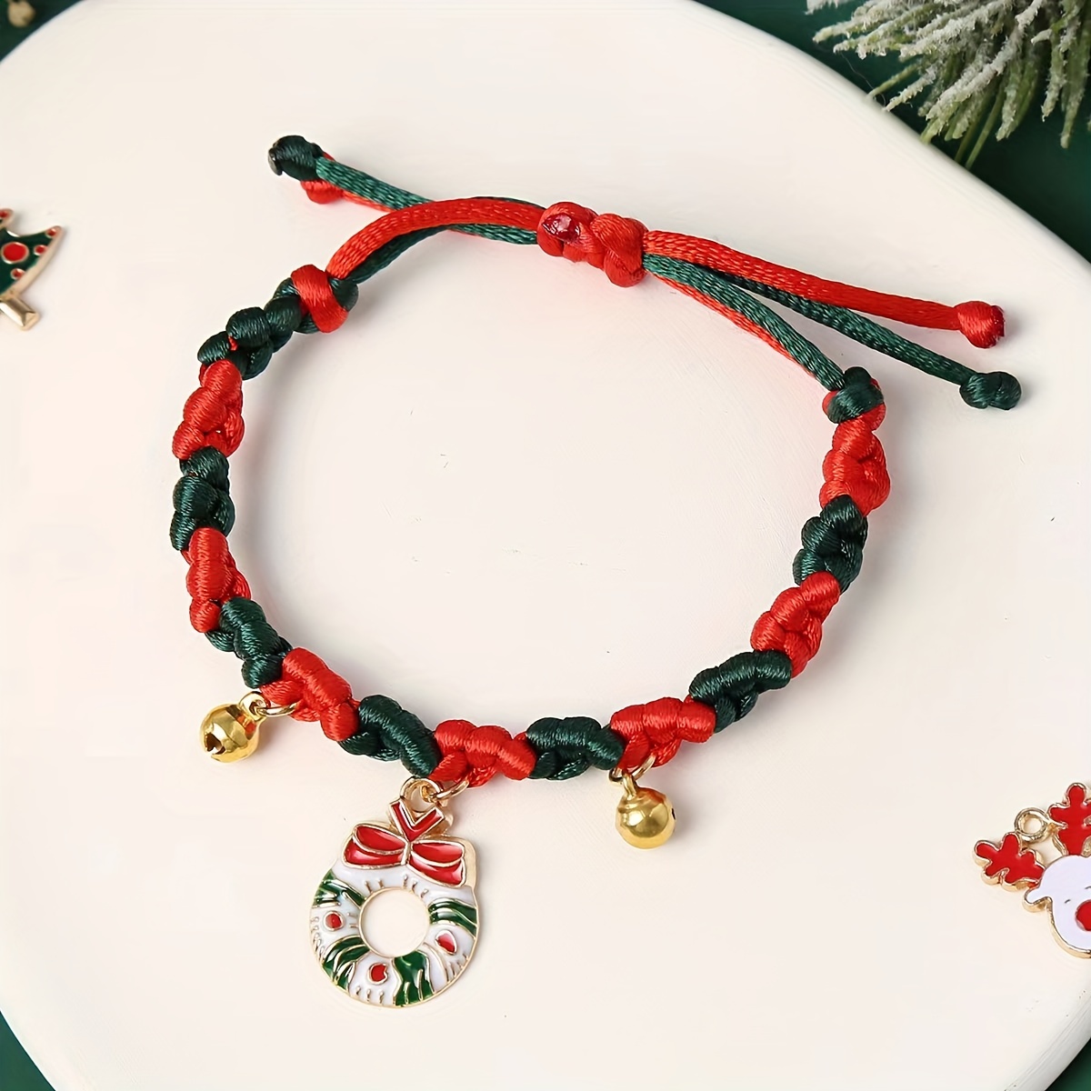Acheter Bracelet tressé du père noël, pendentif tissé, décorations de noël  pour le nouvel an, cadeaux de noël