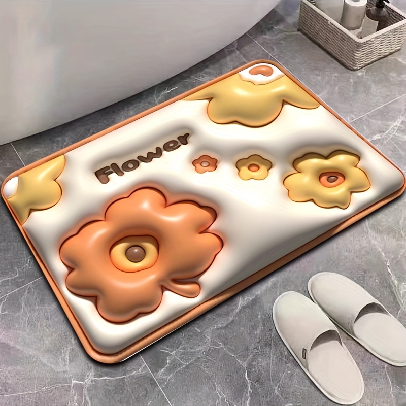 3D Door Mat Cartoon Soft Diatom Mud Absorbent Carpet Bathroom Non