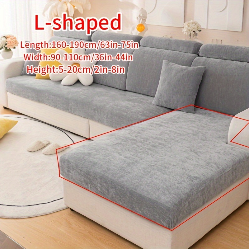 E-shop 1 Stück Einfarbige Chenille-Elastische Sofabezug, Duschhauben-Stil Halbüberzug, Vollständige Abdeckung Sofahülle, Wohnzimmer Küche Dekorativer