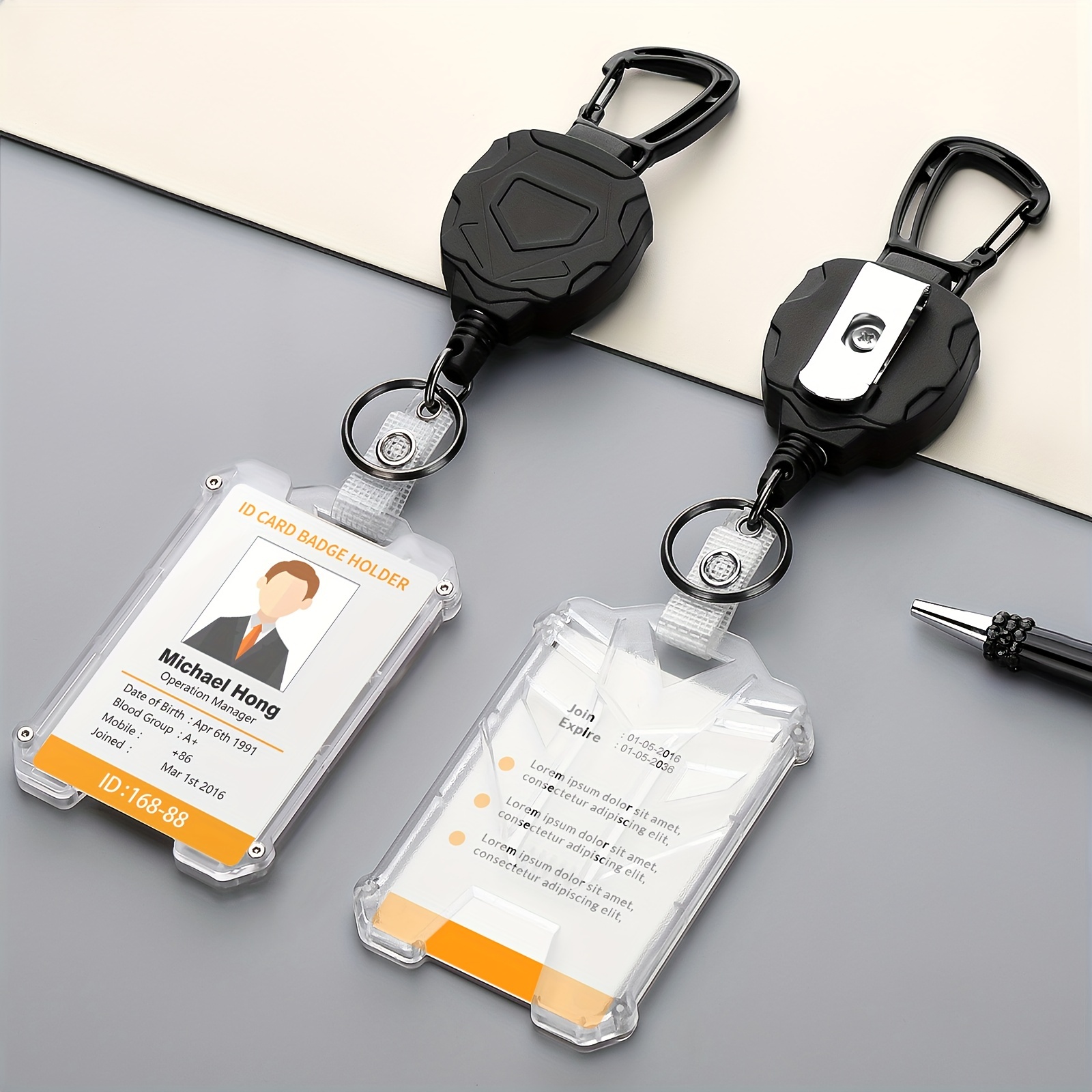 1 Pcs Retractable Keychain Id Card Badge Holder Reel Students