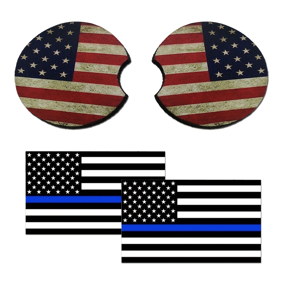 Show Your Patriotism With This American Flag Decal & Car Coaster Set