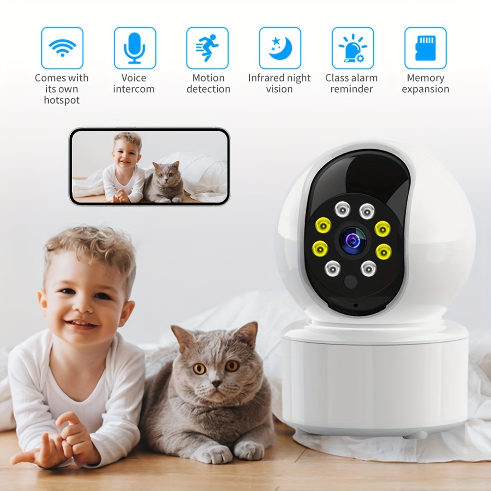 Cámara de seguridad para interiores, cámaras 2K para seguridad en el  hogar/monitor de bebé/perro/anciano, cámara inteligente 2.4G WiFi para  mascotas