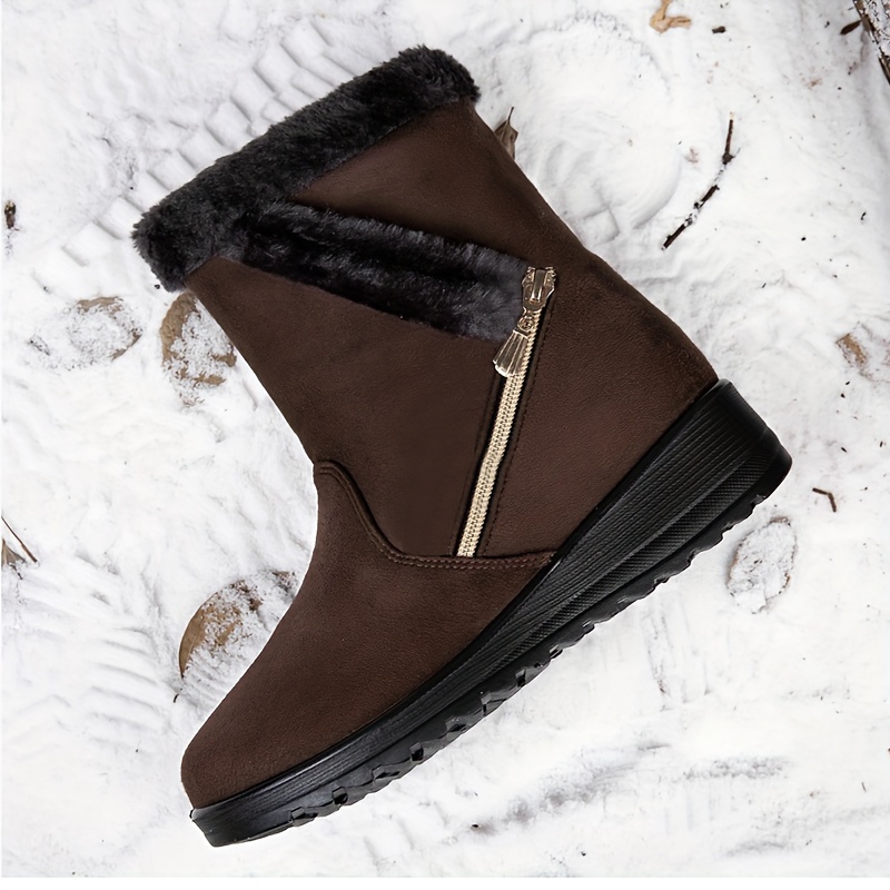 Non Slip Side Zip Snow Boots Thermal Winter Warm Mid Calf Boots