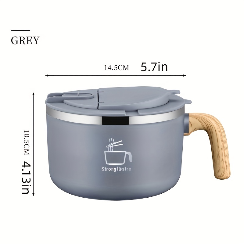 1200ml Stainless Steel Noodle Bowl with Lid & Handle