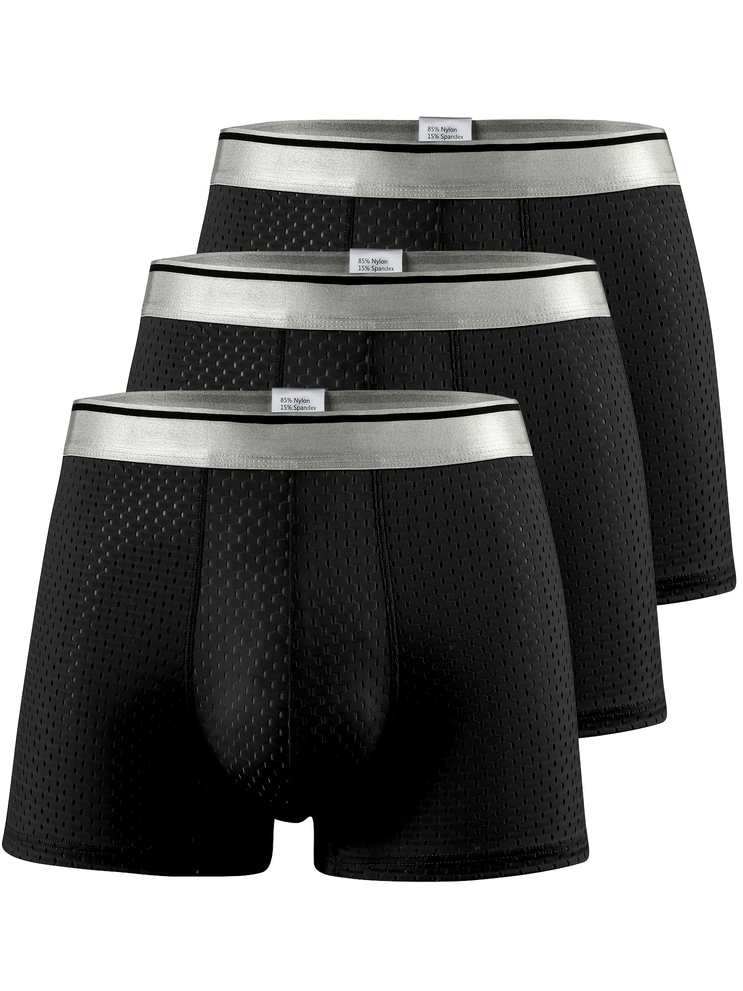 3pcs Men's Mesh Breathable Quick Drying Boxer Briefs Underwear