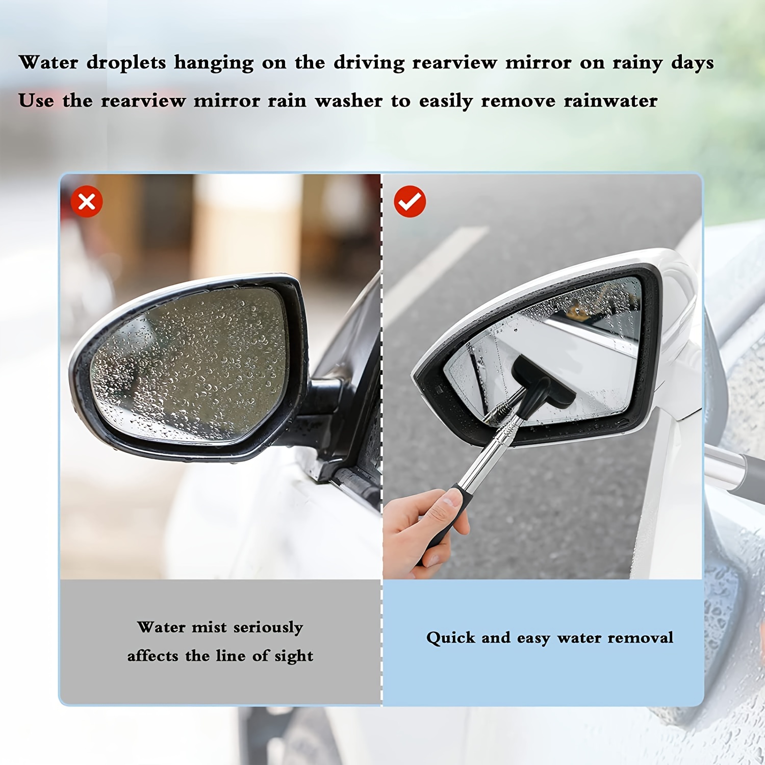 Wischerblätter, Auto Rückspiegel Einziehbarer Scheibenwischer Tragbarer  Autospiegel Nebelentferner Regenreinigungswerkzeug