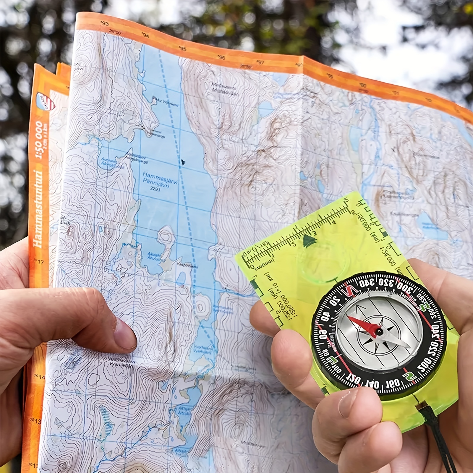 Portable Compass With Ruler Scale For Scout Hiking Camping Boating;  Orienteering Map; Professional Magnifying Compass
