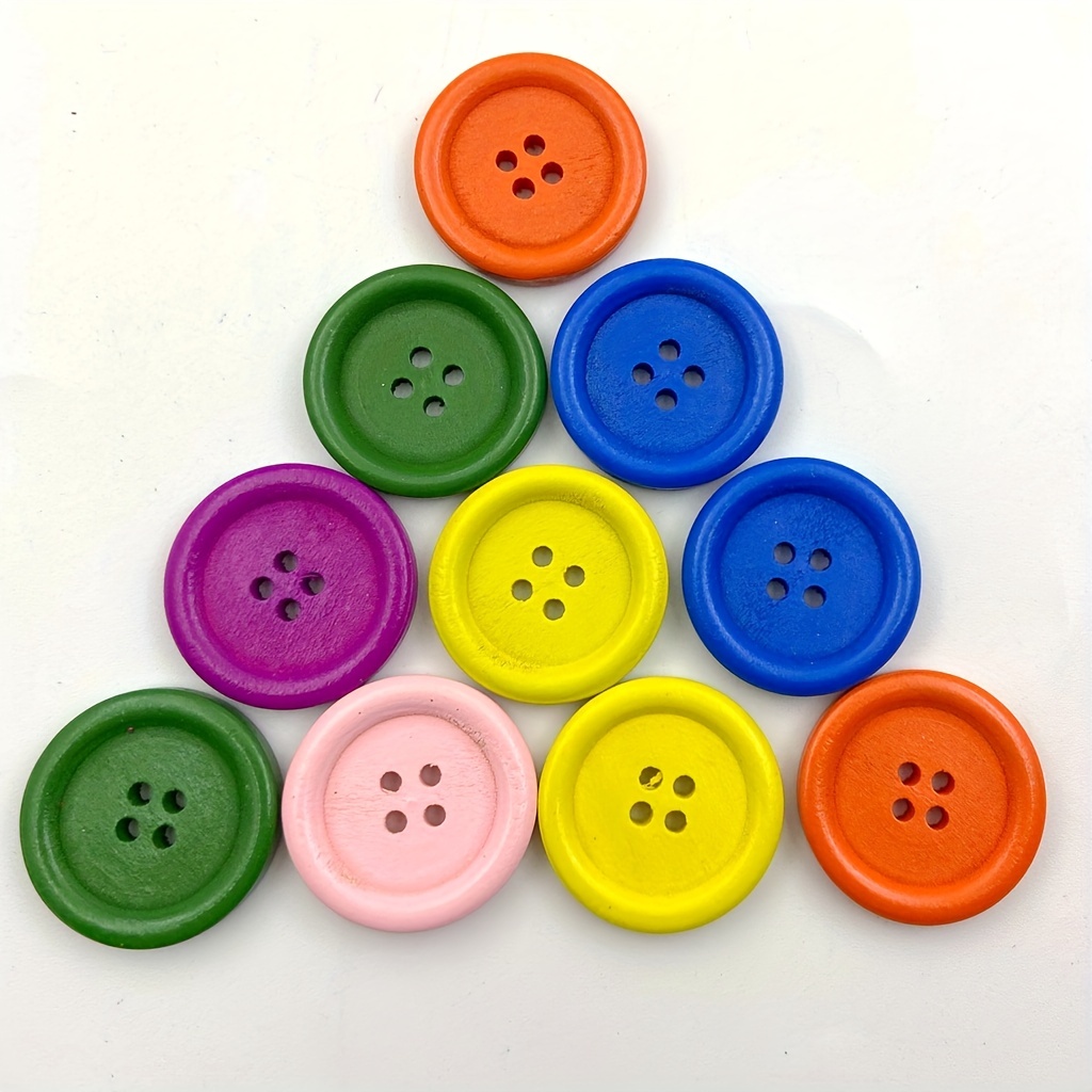 Mix Color Wooden Button 4holes Diy Craft Buttons Diy - Temu