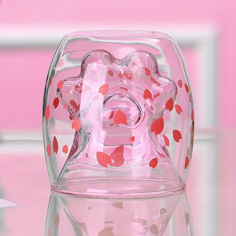 Pink Kawaii Kitty Glass Cup Beer Glass Cup Kawaii Kitty Cupcute