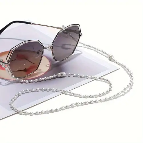 Metal Faux Pearl Eyeglass Sunglasses Chain Strap Eye - Temu