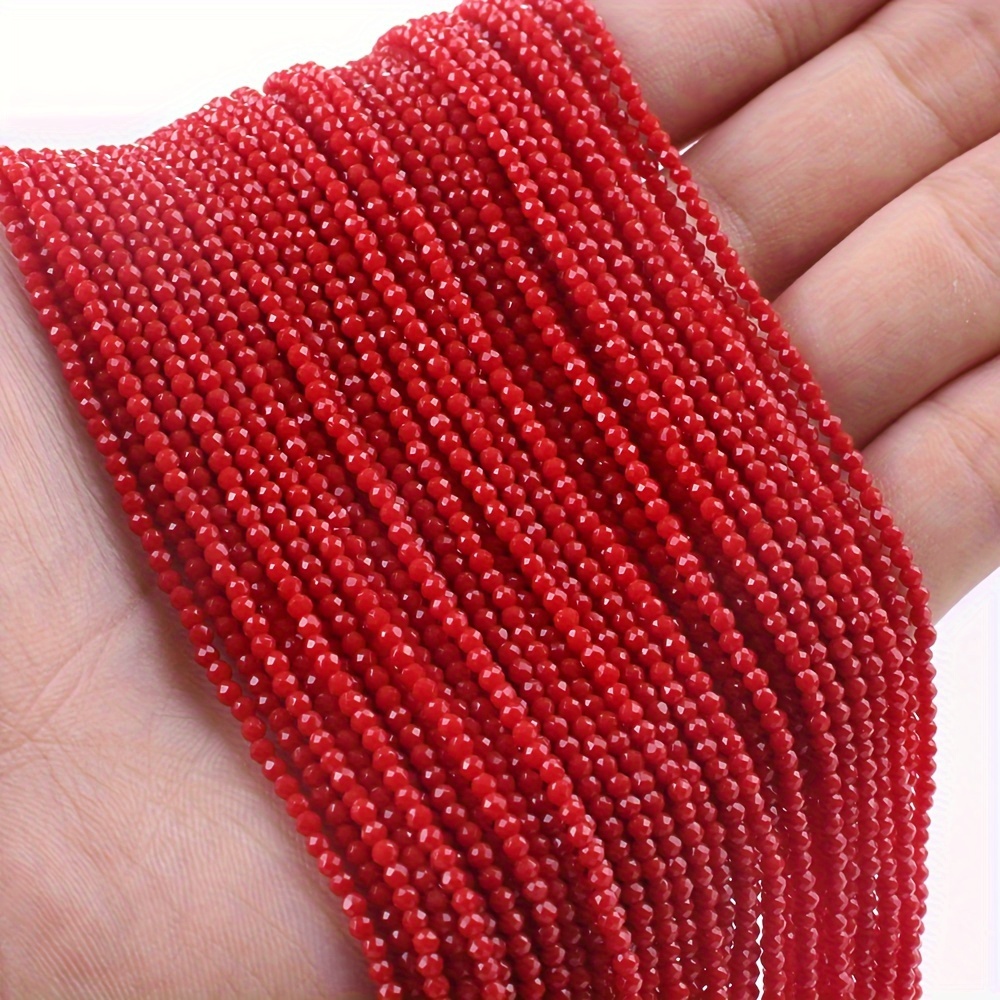 5 Strings Coral Red Glass Beads Smooth Transparent Rondelle - Temu