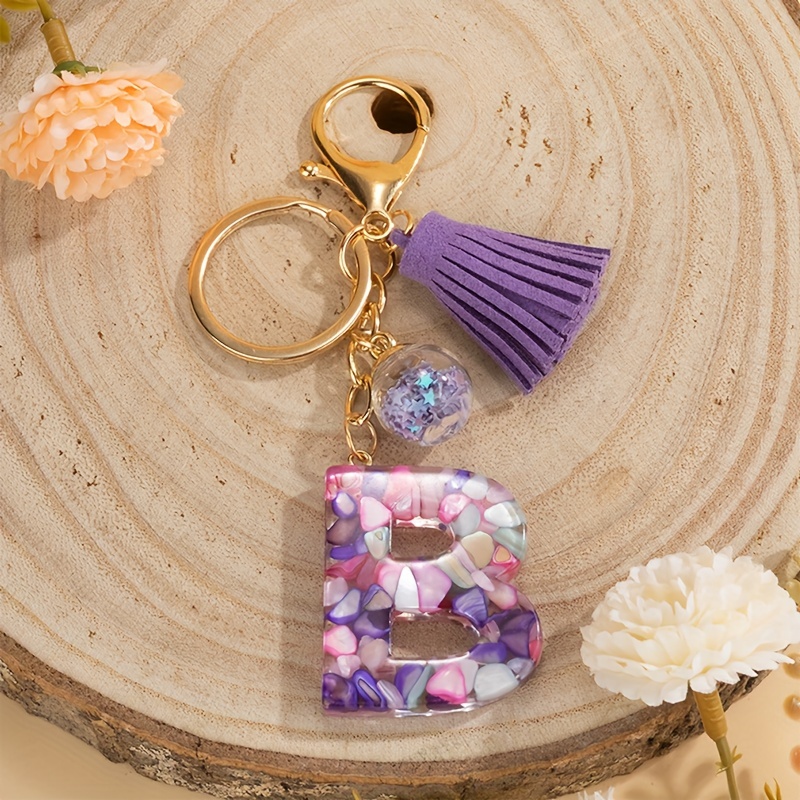 Letter Key Chain Charm Crystal  Glitter Resin Letter Keychain - Cute  Creative - Aliexpress
