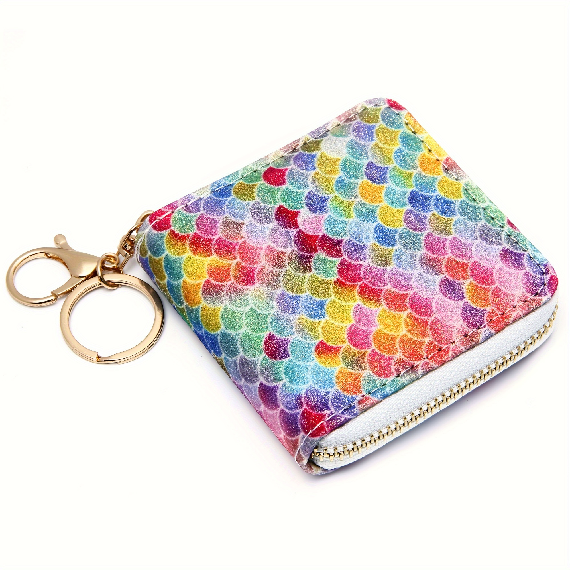 Mini Colorful Fish Scale Pattern Short Wallet Niche Design Temu