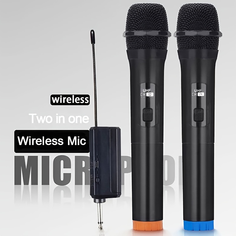 Micrófonos inalámbricos profesionales para canto de karaoke, micrófono  dinámico UHF dual recargable, con receptor UHF de larga distancia, Plug and