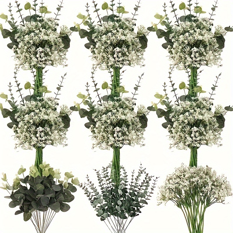 Ling's Moment Tallos de eucalipto artificiales, 12 ramas de eucalipto  falsas, arreglo floral de relleno para decoración de ramo de boda/centros  de