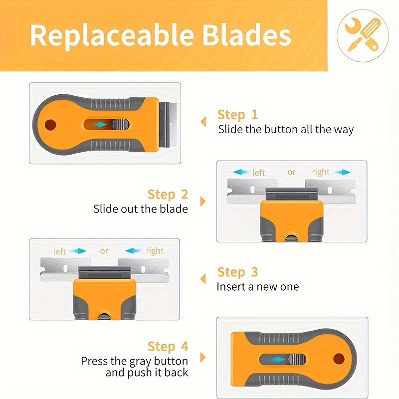 Razor Blade Scraper, Plastic Retractable Glass Scraper With Extra