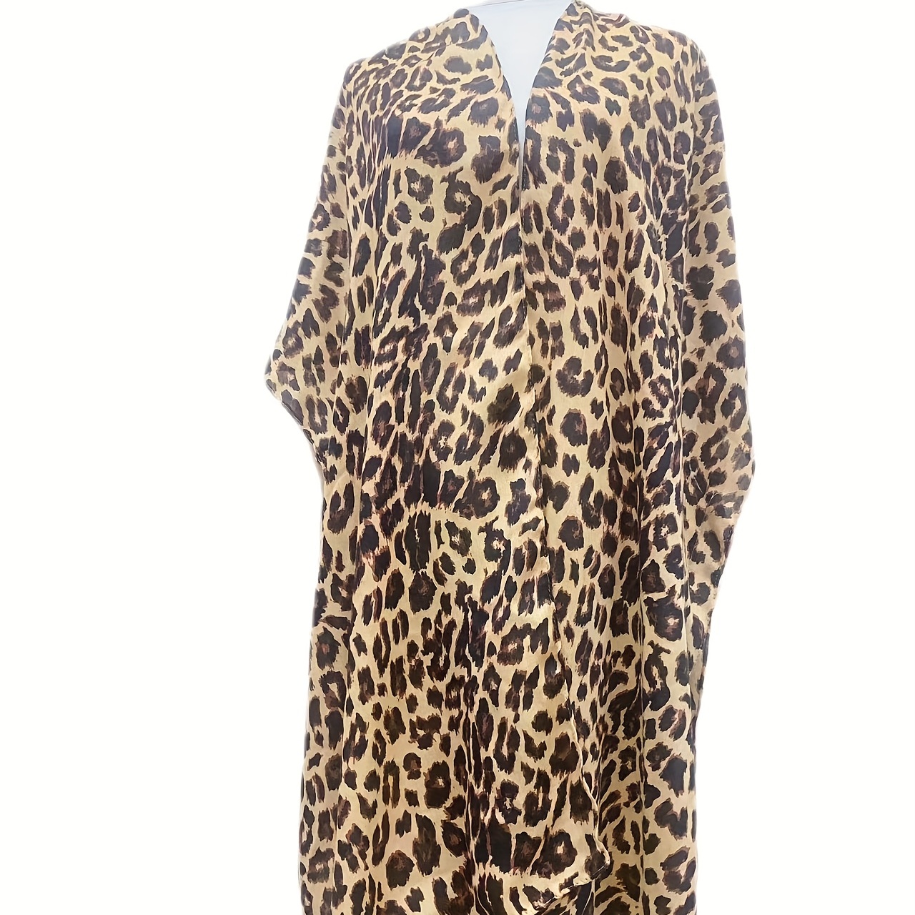 

Leopard Print Large Shawl Vintage Cape Classic Windproof Cape Vintage Cardigan For Women