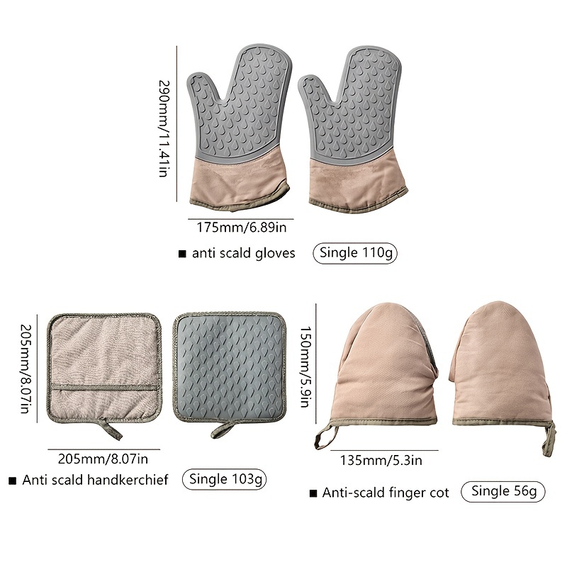 1PC Silicone Anti-scalding Oven Gloves Mitts Potholder Kitchen